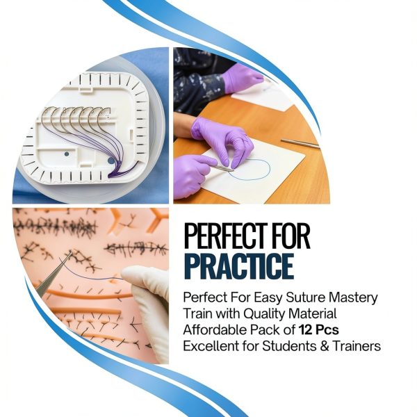 IMEDS Training Sutures 4/0 Silk, Box of 12 Pcs Suture Thread with Needle, Demo Teaching Set-5