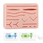 Suture Practice Pad Set with Suture Pad & Suture Practice line – Suture Practice Pad for Suturing Practice, Includes 14 Pre-Cut Wounds & 2 Packs Suture Practice Thread-0