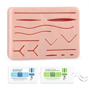 Suture Practice Pad Set with Suture Pad & Suture Practice line – Suture Practice Pad for Suturing Practice, Includes 14 Pre-Cut Wounds & 2 Packs Suture Practice Thread-0