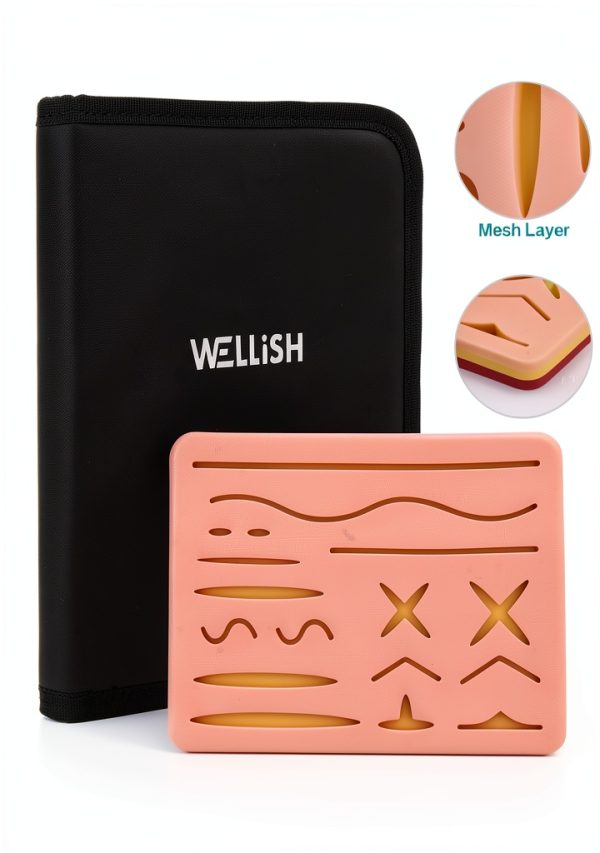 Suture Training Kit WELLiSH Medical Set with 17 Pre‑Cut Wounds Pad-1