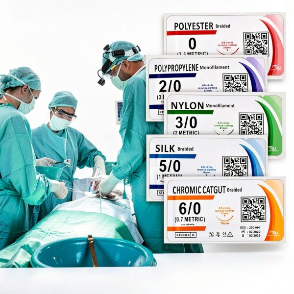 Sutures Thread with Needle (30PK Mix Absorbable: Chromic; Non-Absorbable: Silk, Nylon, Polyester, Polypropylene: 0,2-0,3-0,4-0,5-0,6-0) - Surgical Stitch Kit; Medical, Vet, RN's Hospital Training-1