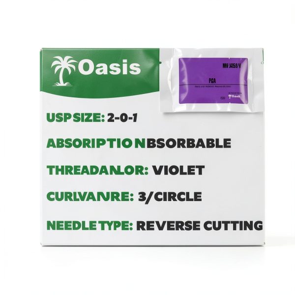Oasis Vet PGA (Polyglycolic Acid) Surgical Suture, 2-0, (FS-1) 3/8 24mm Reverse Cutting Needle, 75cm, 12/Box, Veterinary Use-2