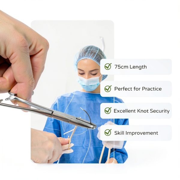 IMEDS Training Sutures 4/0 Silk, Box of 12 Pcs Suture Thread with Needle, Demo Teaching Set-2