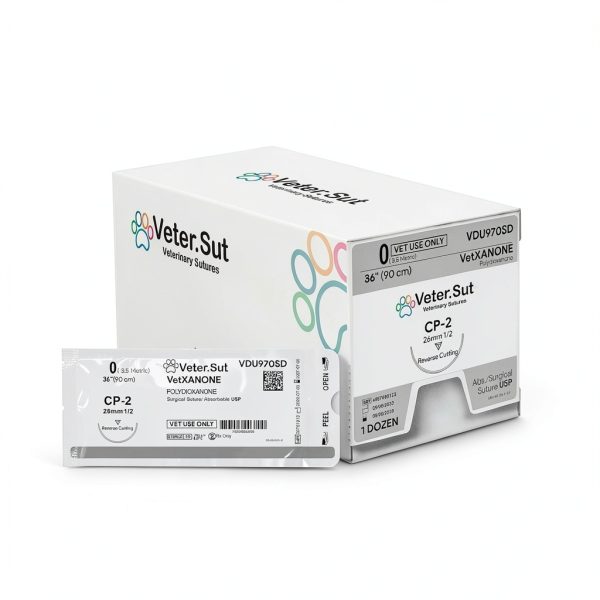 VeterSut VetXANONE Absorbable Suture Size 0 Cutting Needle 36in 12Ct-3