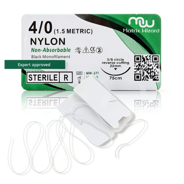 Mixed Sterile Sutures Thread with Needle 32PK (0, 2-0, 3-0, 4-0) Non-Absorbable - Surgical Emergency Practice, Medical, Nursing, EMT, PA, Dental, Veterinary Student's Hospital Training Kit, Taxidermy-2