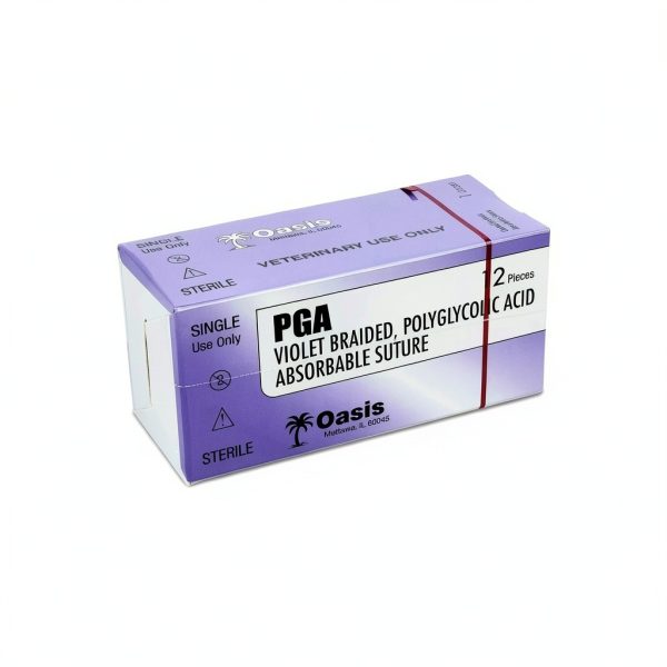 Oasis Vet PGA (Polyglycolic Acid) Surgical Suture, 2-0, (FS-1) 3/8 24mm Reverse Cutting Needle, 75cm, 12/Box, Veterinary Use-0