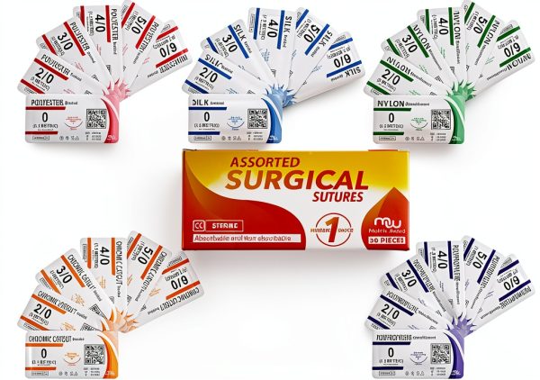 Sutures Thread with Needle (30PK Mix Absorbable: Chromic; Non-Absorbable: Silk, Nylon, Polyester, Polypropylene: 0,2-0,3-0,4-0,5-0,6-0) - Surgical Stitch Kit; Medical, Vet, RN's Hospital Training-7