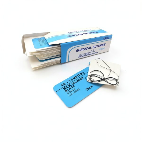 IMEDS Training Sutures 4/0 Silk, Box of 12 Pcs Suture Thread with Needle, Demo Teaching Set-1