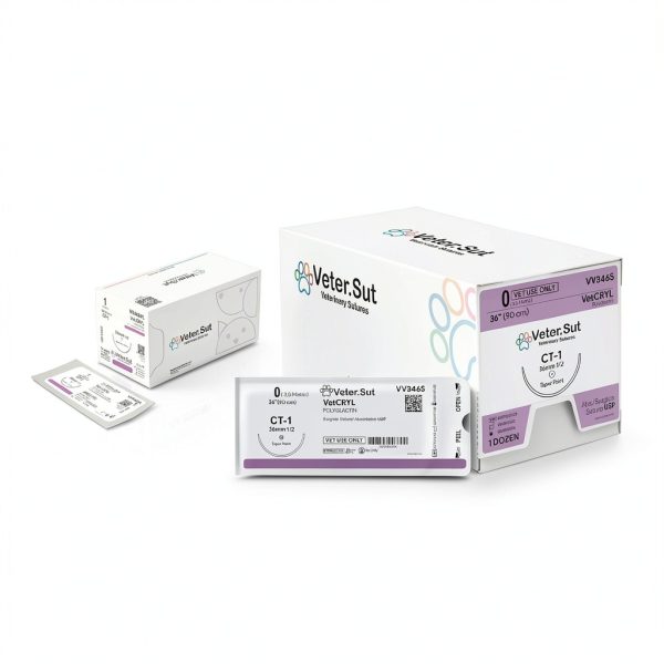 VeterSut CHROMIC Gut Absorbable Surgical Suture USP Size 2-0, (FS-1) 3/8 24mm Reverse Cutting Needle, 28 Inches (70 cm), 12 Count, Veterinary Use-1