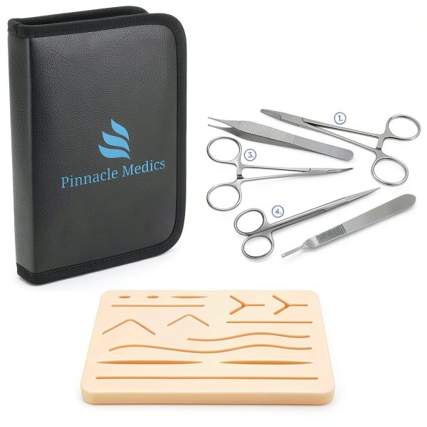 Suture Kit | Suture Practice Kit for Medical Students | Suture Pad and Tool Kit | 24 Mixed Sutures Thread with Needle | Medical, Nursing, and Vet Student Suture Training | Step by Step Video Tutorial-1
