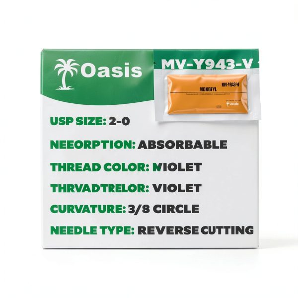 Oasis Vet Monofyl 2-0 Suture 3/8 24mm Reverse Cutting Needle 75cm-1