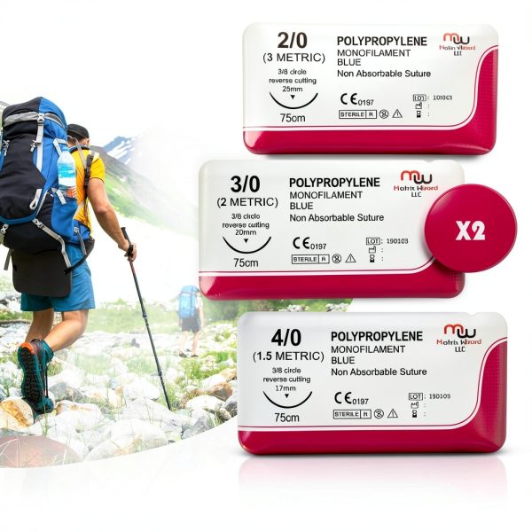 Sutures Thread with Needle Matrix Wizard 24 Mixed 2/0-4/0 Pack-4