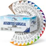 Mixed Sutures Thread with Needle (Absorbable: Chromic Catgut; Non-Absorbable: Nylon, Silk, Polyester, Polypropylene) - Surgical Wound Practice Kit, Emergency First Aid Demo (2-0, 3-0, 4-0, 5-0) 24PK-0