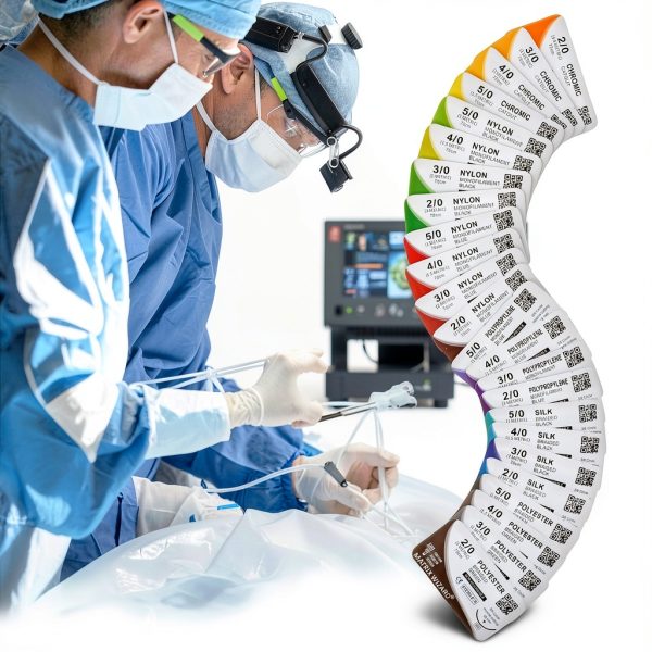 Mixed Sutures Thread with Needle (Absorbable: Chromic Catgut; Non-Absorbable: Nylon, Silk, Polyester, Polypropylene) - Surgical Wound Practice Kit, Emergency First Aid Demo (2-0, 3-0, 4-0, 5-0) 24PK-4
