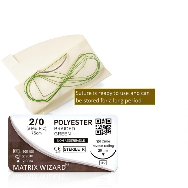 Mixed Sutures Thread with Needle (Absorbable: Chromic Catgut; Non-Absorbable: Nylon, Silk, Polyester, Polypropylene) - Surgical Wound Practice Kit, Emergency First Aid Demo (2-0, 3-0, 4-0, 5-0) 24PK-2